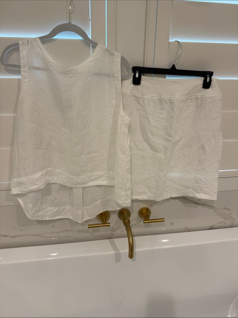 Women’s White Linen Skirt Set - Classic Summer Two-Piece